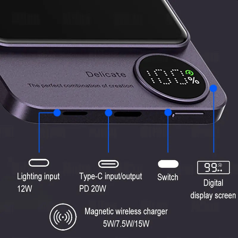 Banco de energía con cargador inalámbrico rápido MagSafe para iPhone 