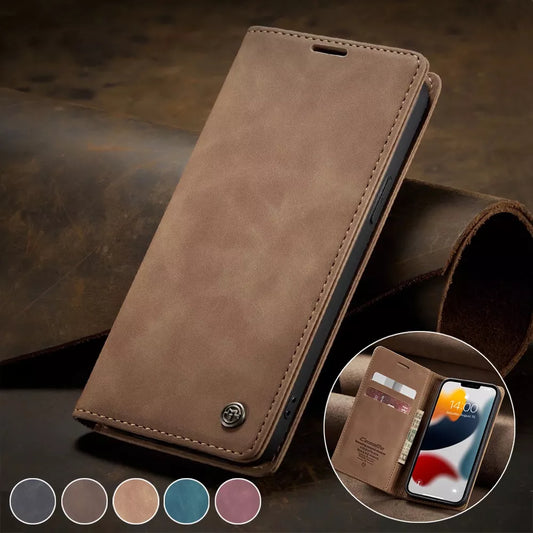 Matte Leather Folding iPhone Case Wallet